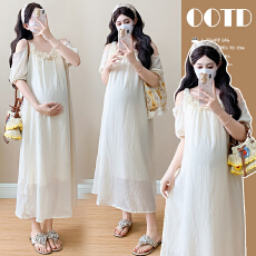 批发实拍<b class='q'>孕妇装</b>2026夏季新款时尚法式漏肩<b class='q'>中长款</b><b class='q'>孕妇</b><b class='q'>连衣裙</b>