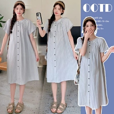 批发实拍孕妇装2026<b class='q'>夏</b>季条纹日系文艺风情孕妇连衣裙