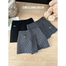 批发韩版复古波点高腰休闲<b class='q'>半身裙</b>女装冬季简约显瘦加厚毛呢裙裤A字裙