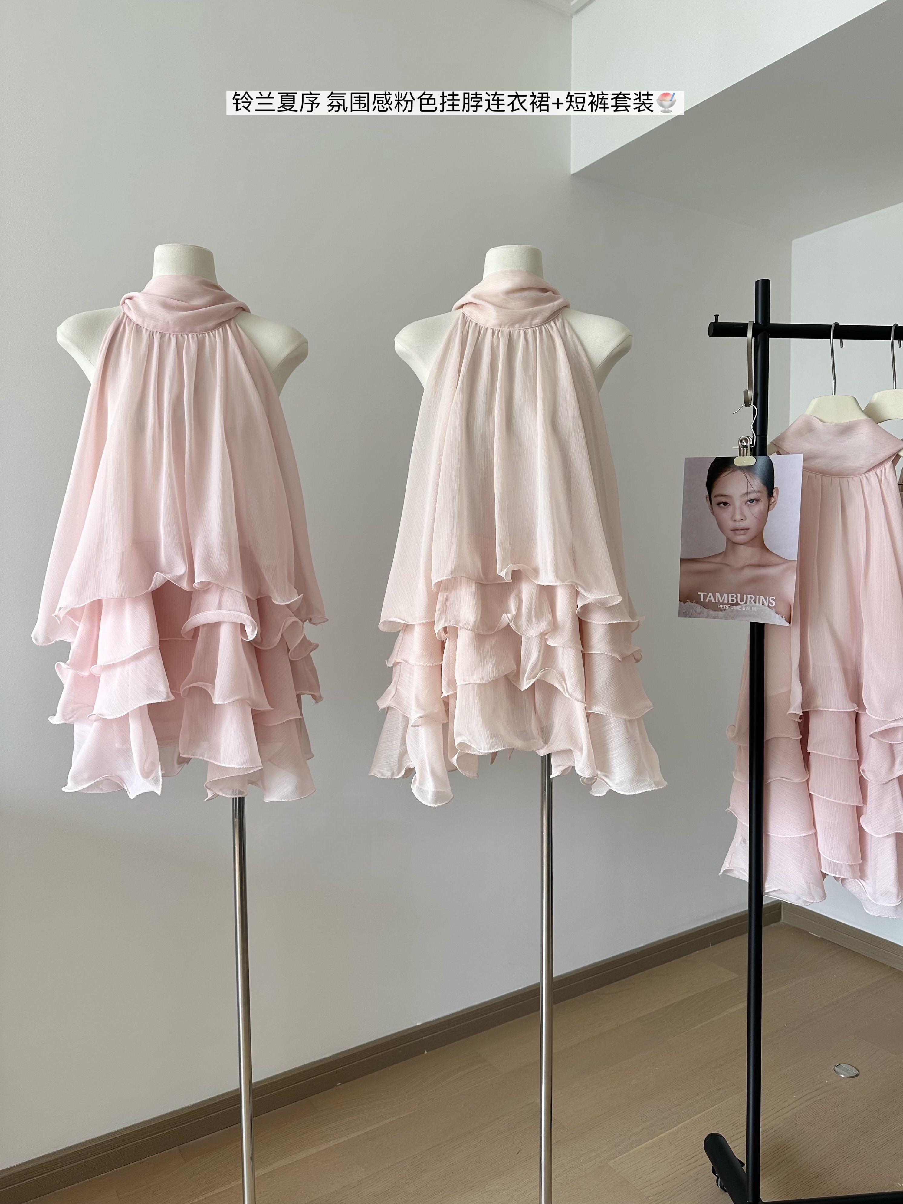 cloudsweet 흰 구름 달콤한 릴리 오브 더 밸리 여름 머리말 분위기 센스 핑크색 행침 목 드레스 민소매 쇼트 스타일 케이크 드레스