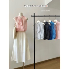 批发MUKOK 南法夏日 波点轻薄V领<b class='q'>衬衫</b>女长袖春夏新款淑女<b class='q'>衬衫</b>上衣