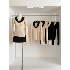 批发翻领针织打底衫女秋冬2025冬季新款内搭上衣设计感小众