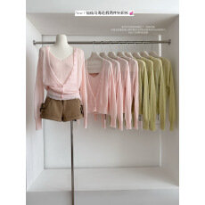 批发春季新款早春仙仙<b class='q'>马海毛</b>柔柔粉色针织<b class='q'>开衫</b>背心假两件套