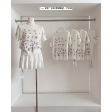 批发Qiauuu甜芷蝶梦 D制纱线立体蝴蝶*甜美千金刺绣<b class='q'>针织</b>短袖上衣女