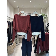 批发安可拉红色假两件针织打底<b class='q'>浙江</b>毛衣<b class='q'>桐乡</b>高端嘉兴濮院羊毛衫女秋冬