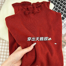 批发法式精致miu系木耳边打底<b class='q'>衫</b>女装秋冬半高领内搭<b class='q'>毛</b>衣长袖针织上衣