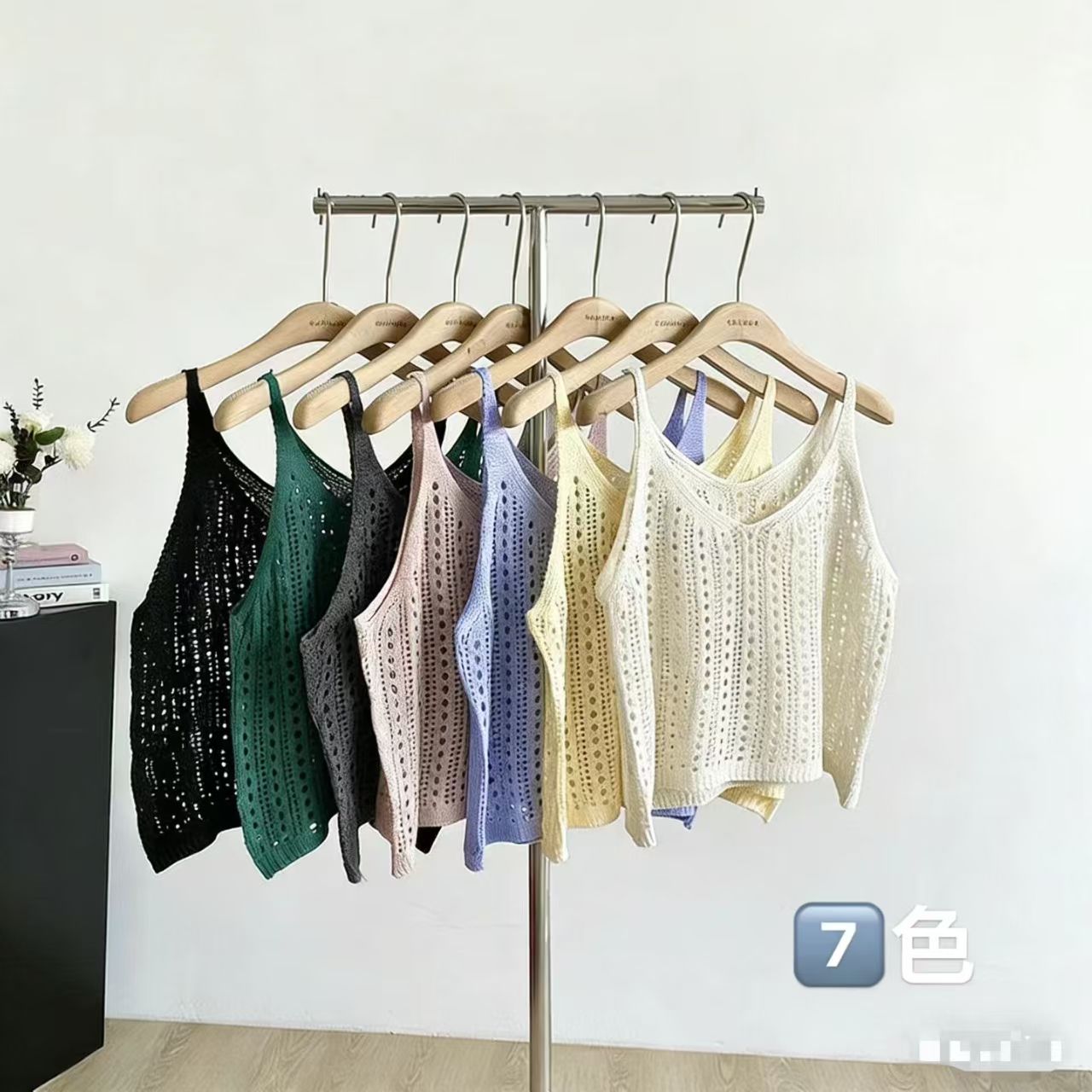 프랑스식 Chic 고유 한 핫걸 핑크색 홀로우 아웃 민소매 맨위 여성 여름 새로운 디자인 센스 작은 대중 조끼 슬립