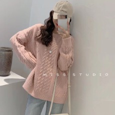 批发复古毛衣宽松女慵懒ins<b class='q'>秋</b>冬款森系韩版日系麻花套头外穿学生加