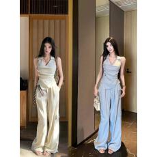 批发Barb Chill「松弛周末」老钱风套装女春夏<b class='q'>无袖</b><b class='q'>背心</b>上衣条纹阔腿裤