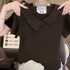 2026新款巨好看减龄翻领气质百搭短袖T恤女显瘦上衣