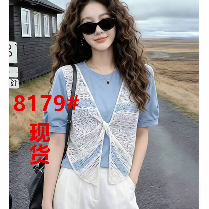패션 페이크 레이어드 레이스 패치워크 반팔 티셔츠 여성 2026 여름 새로운 외국 가스 루즈핏 연령 감소 슬림해 보이는 맨위