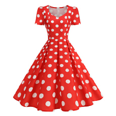 批发2026跨境新款外贸欧美V领法式复古气质百褶显瘦女装连衣裙