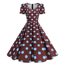 批发2026跨境新款外贸欧美V领法式复古气质百褶显瘦女装连衣裙