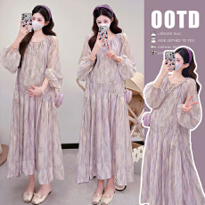 批发新款现  2026春季新款<b class='q'>孕妇装</b>法式浪漫大码宽松中长款显瘦<b class='q'>连衣裙</b>