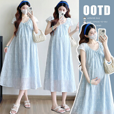 批发2026夏季新款<b class='q'>孕妇装</b>浪漫休闲V领系带收腰长裙宽松<b class='q'>孕妇</b><b class='q'>连衣裙</b>