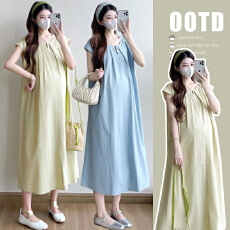 批发2026夏季新款纯棉连衣裙孕妇<b class='q'>休闲</b>百搭外穿大码孕妇连衣裙