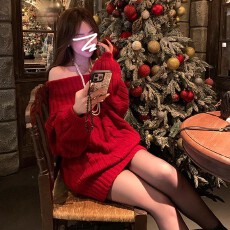 批发过新年战袍红色针织连衣裙子女秋冬季2025<b class='q'>新款</b>法式一字肩毛衣<b class='q'>短裙</b>