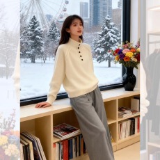 批发小个子白色软糯秋<b class='q'>冬</b>季新款别致高级毛衣灰色休闲裤韩系chic套装