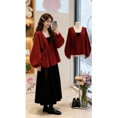 批发2025超火巨好看的独特漂亮韩系冷淡一整套深秋冬装穿搭两件套装女