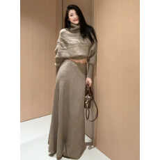 批发气质高领毛衣针织连衣裙子女秋冬季2025新款韩系穿搭一整套装<b class='q'>长裙</b>