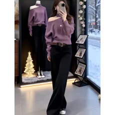 批发氛围感巨好看毛衣套<b class='q'>装</b>女2025冬季新款显瘦针织<b class='q'>上衣</b>牛仔<b class='q'>裤</b>两件套潮