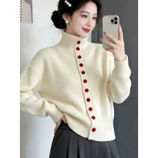 韩系温柔风高级感针织衫上衣小众漂亮独特高领毛衣外穿女2026冬季