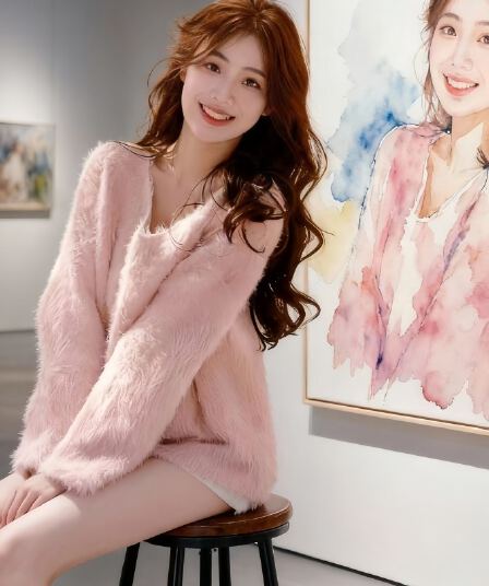부드러운 바람 부드러운 찹쌀 루즈핏 풀오버 모방 fall 털 핑크색 스웨터 여자 2026 새로운 고급 센스 니트 스웨터 맨위 트렌디