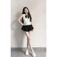 批发<b class='q'>小香</b>风蝴蝶结针织马甲半身裙女夏季新叠穿高级感马夹法式两件<b class='q'>套装</b>