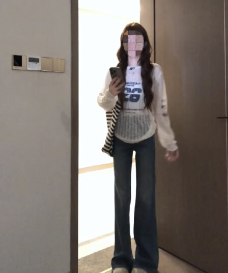 한 부서 그레이트 통해보기 가져 가라. 전체 집합 2026 새로운 화이트 블라우스 청바지 자외선 차단 슬림해 보이는 세 조각 세트 여성