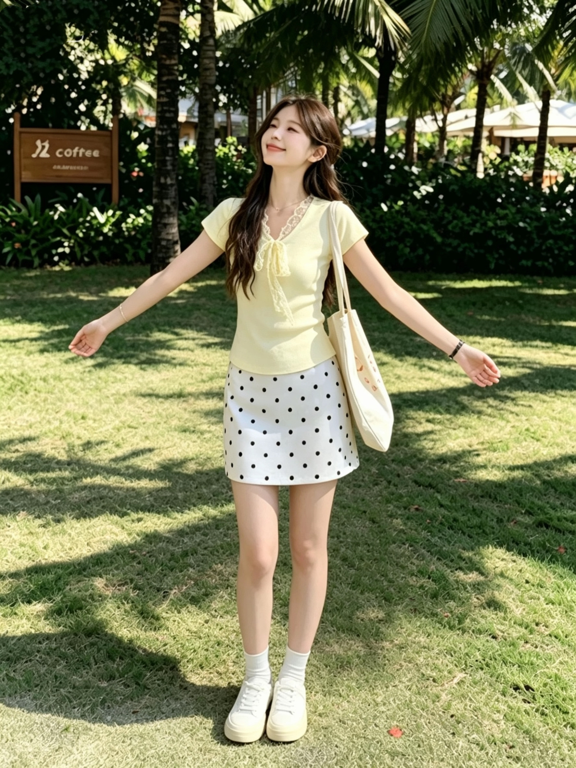 달콤한 스타일 부드러운 찹쌀 우유 황색 니트 반팔 티셔츠 반신 스커트 여름 한 부서 부드러운 나비 매듭 레이스 세트