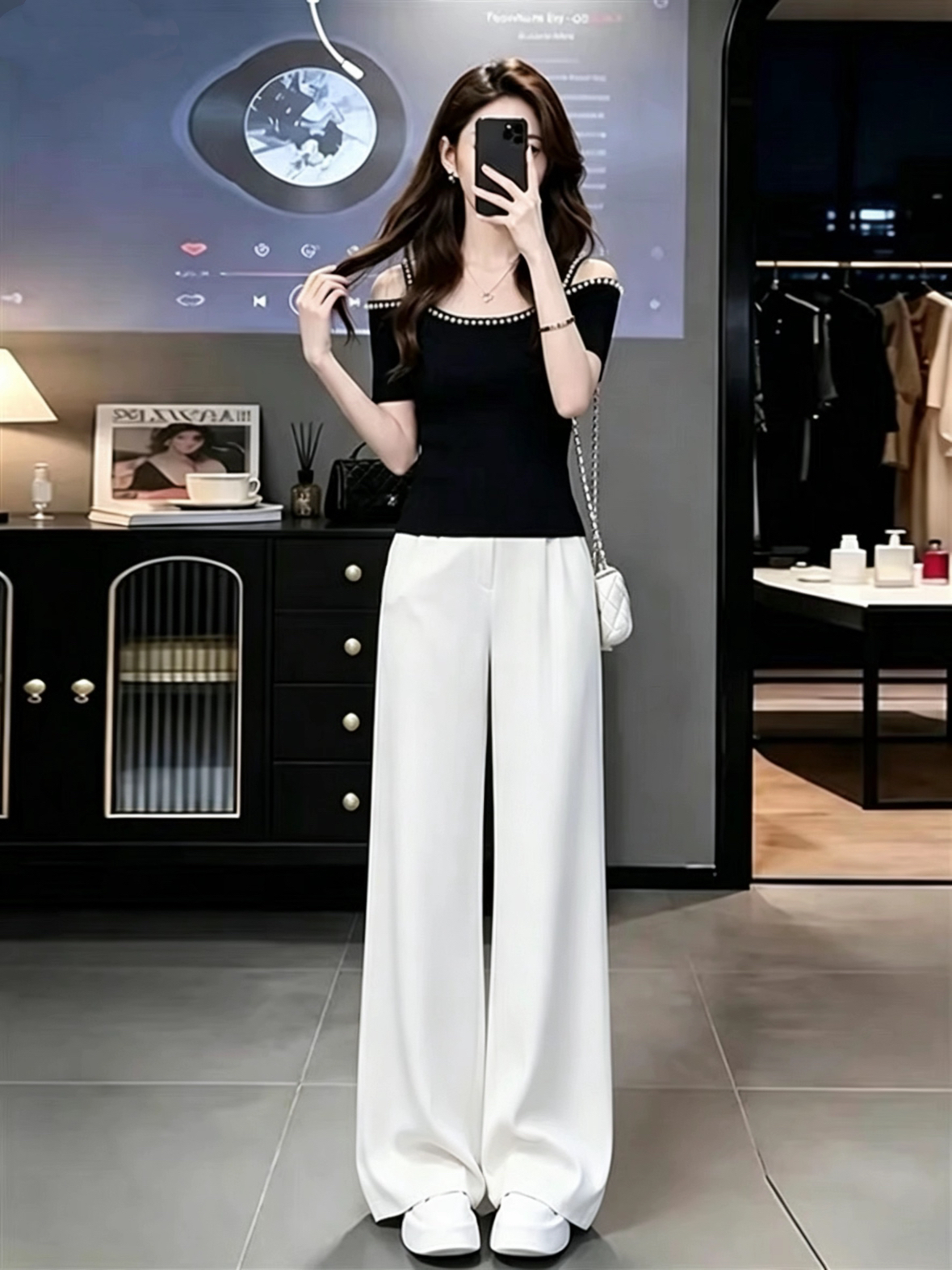 한 부서 도트 무늬 반신 치마 세트 여름 전체 집합 ootd 착용 가져 가라. 고유 한 아름다운 자이언트 잘 생긴 아름다운 미니 스커트