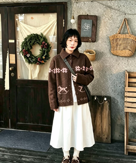 프랑스식 품격 자카드 니트 오픈 가디건 스웨터 반신 스커트 여성 가을 겨울 고급 센스 Chic 자이언트 잘 생긴 투피스 슈트