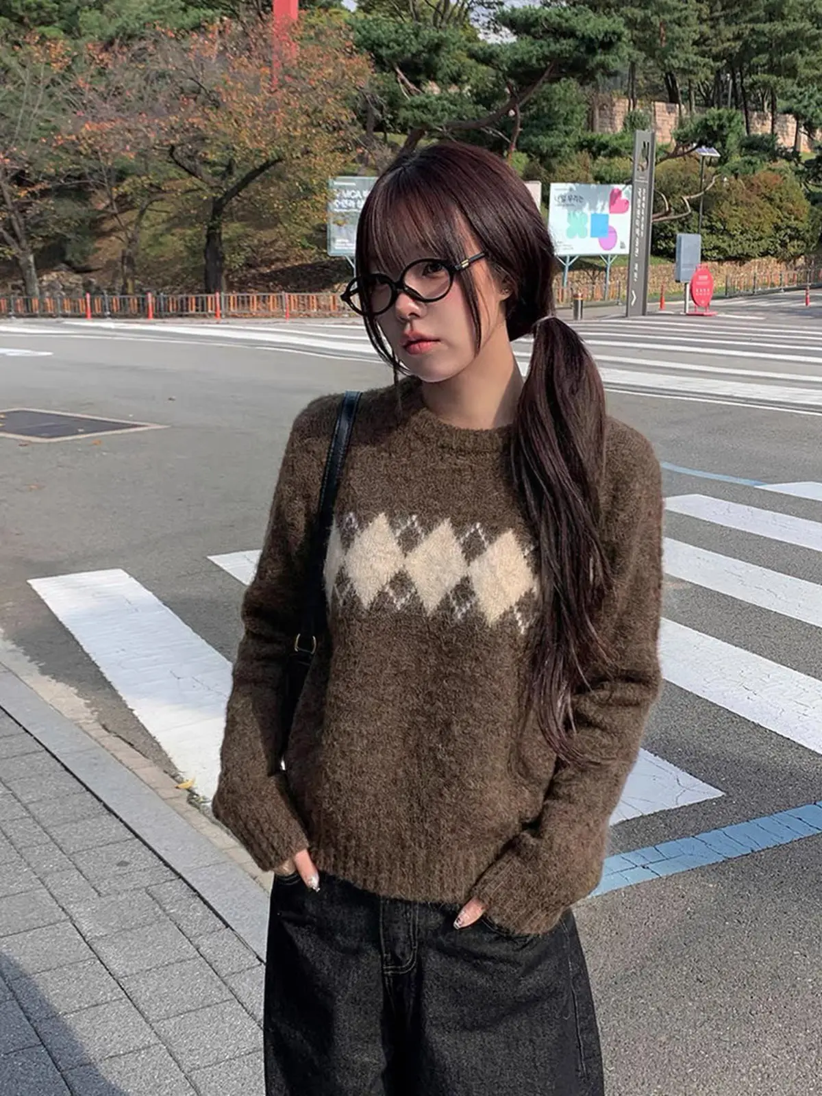 페어아일 다이아몬드 패턴 니트 상세 이미지 3