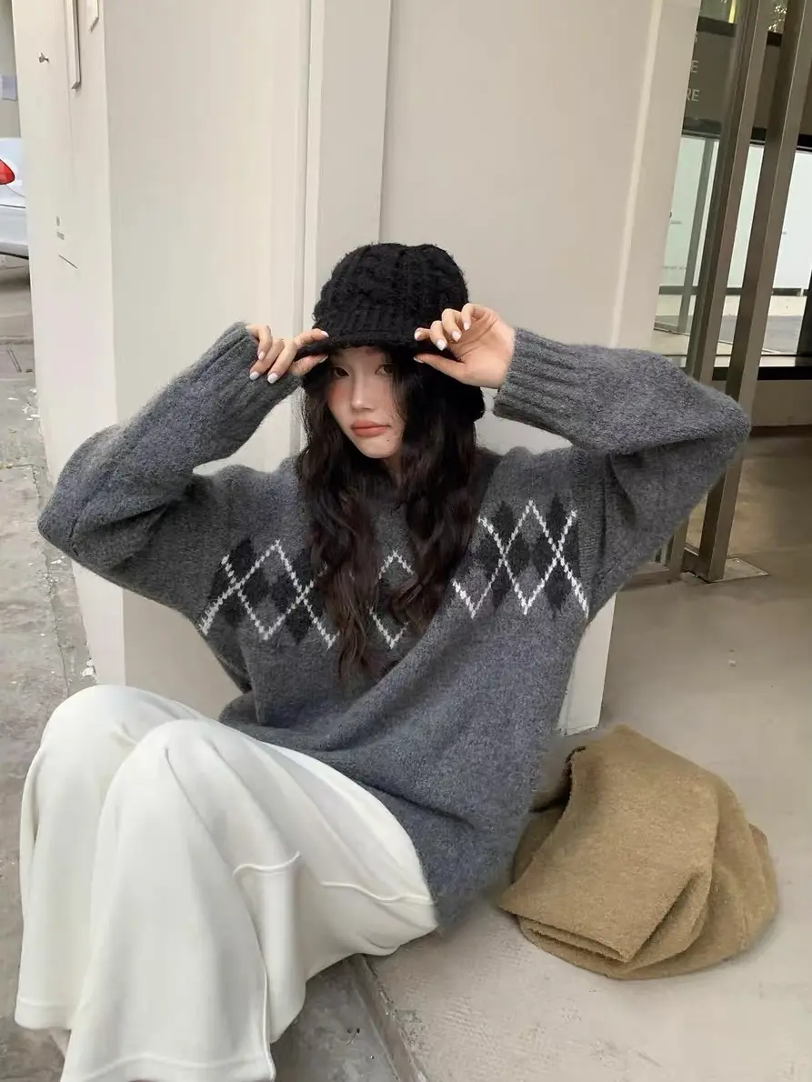 페어아일 다이아몬드 패턴 니트 상세 이미지 5
