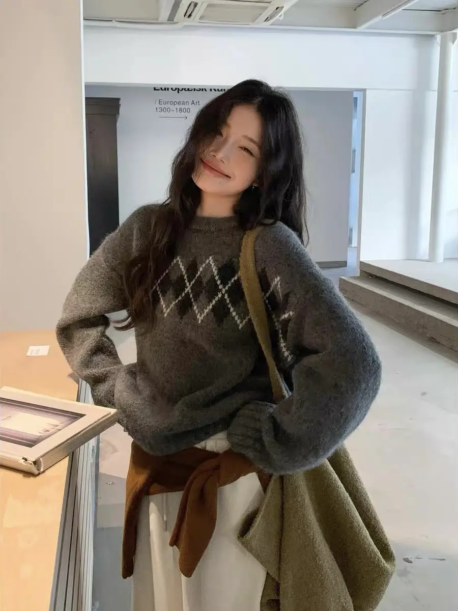 페어아일 다이아몬드 패턴 니트 상세 이미지 6