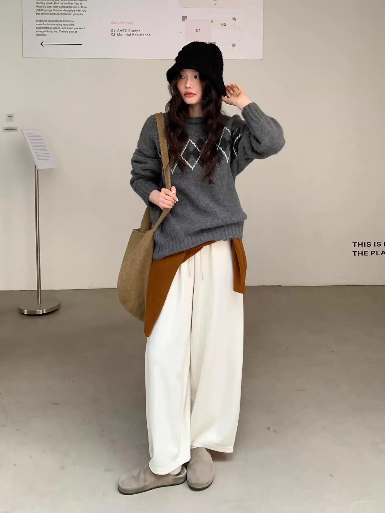 페어아일 다이아몬드 패턴 니트 상세 이미지 9