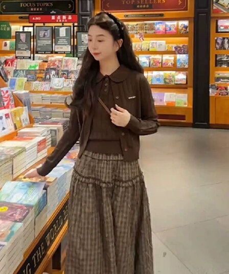 학원 스타일 품격 레트로 베이비 칼라 조끼 오픈 가디건 여성 2026 가을 겨울 새로운 핫걸 스웨터