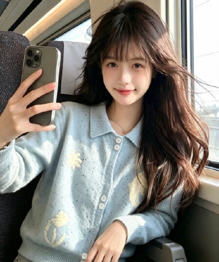 파란색 색상 포인트 실 자카드 폴로 칼라 니트 스웨터 여성 가을 새로운 연령 감소 라운드 넥 스웨터