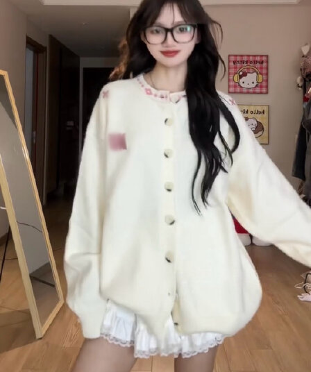 가을 겨울 민족 기하학 자카드 니트 라운드 넥 카디건 코트 반신 스커트 한 부서 자이언트 잘 생긴 연령 감소 세트