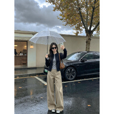 巨好看黑色开衫外套阔腿裤套装女2026新款早秋季高级感穿搭一整套