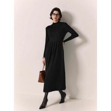 批发<b class='q'>欧洲站</b>法式黑色半高领针织<b class='q'>连衣裙</b>女2025秋季打底A字裙子