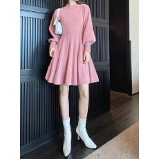 批发韩国仿貂毛高级感小个子显高针织<b class='q'>连衣裙</b>收腰显瘦<b class='q'>OL</b>打底毛衣裙