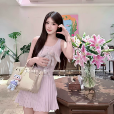 批发<b class='q'>韩国</b>温柔风显白显瘦冰丝梦幻紫色吊带短款<b class='q'>连衣裙</b>纯欲气质背心短裙