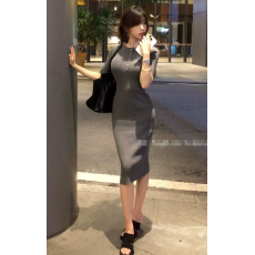 批发韩系chic 2026夏包领短袖包臀显瘦<b class='q'>通勤</b>体闲裙子女2026新款