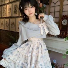 批发洛丽塔<b class='q'>连衣裙</b>秋冬新款学院风碎花吊带裙甜美露肩<b class='q'>蓬蓬</b>蛋糕裙少女