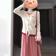 批发早秋季女装韩系学院风格子连衣裙子女2025新款法式气质<b class='q'>套装</b>长裙夏