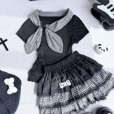 批发日系y2k套装韩版海军领T恤短袖蕾丝辣妹蛋糕暗黑朋克蓬蓬百搭短裙