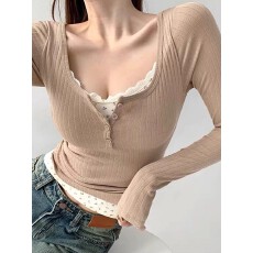 批发【官图1*1人棉螺纹260克】秋冬2025新款长袖<b class='q'>T</b><b class='q'>恤</b>女修身显瘦打底衫