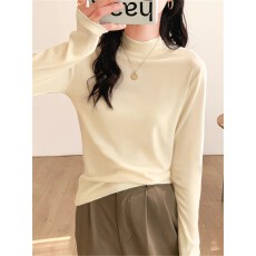 批发【官图德绒】美式复古长袖<b class='q'>T</b><b class='q'>恤</b>女秋冬新款时尚百搭简约纯色打底衫