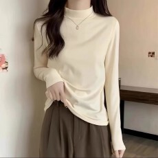 批发【官图德绒】美式复古长袖<b class='q'>T</b><b class='q'>恤</b>女秋冬新款时尚百搭纯色女士上衣ins